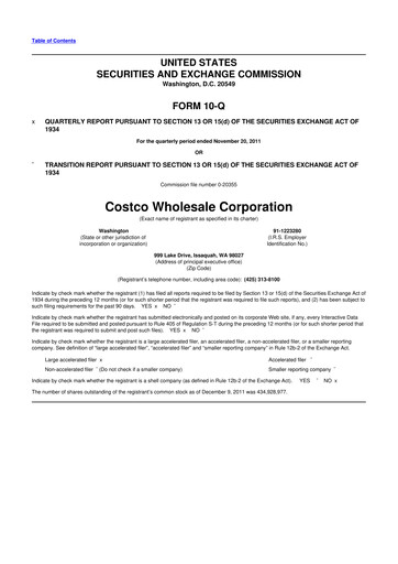 Thumbnail Costco 10-Q Quarterly Report FY2012 