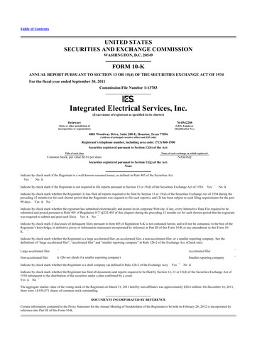 Thumbnail IES Holdings 10-K Annual Report 2011
