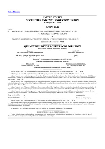 Thumbnail Quanex Building Products 10-K Annual Report 2011