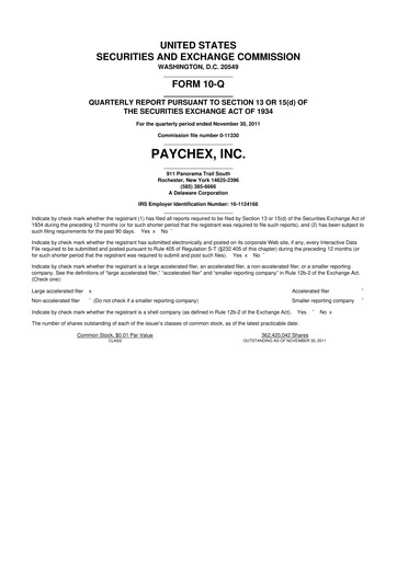 Thumbnail Paychex 10-Q Quarterly Report FY2012 