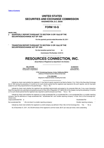 Thumbnail RGP (Resources Connection) 10-Q Quarterly Report FY2012 