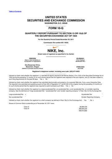 Vorschaubild Nike 10-Q Quartalsbericht 2012 