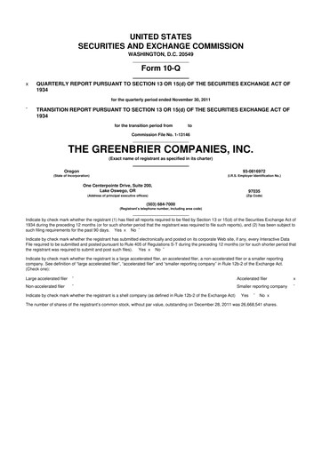 Thumbnail The Greenbrier Companies
 10-Q Quarterly Report FY2012 