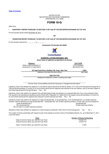 Thumbnail Constellation Brands 10-Q Quarterly Report FY2012 