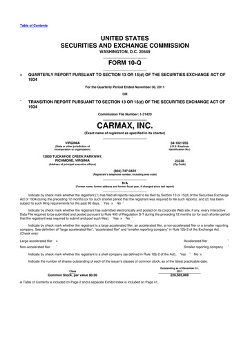 Miniature CarMax
 10-Q Rapport trimestriel 2012 