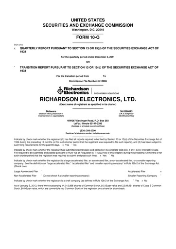 Thumbnail Richardson Electronics 10-Q Quarterly Report FY2012 