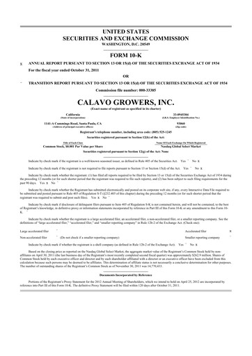Thumbnail Calavo Growers
 10-K Annual Report 2011