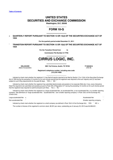 Thumbnail Cirrus Logic
 10-Q Quarterly Report FY2012 