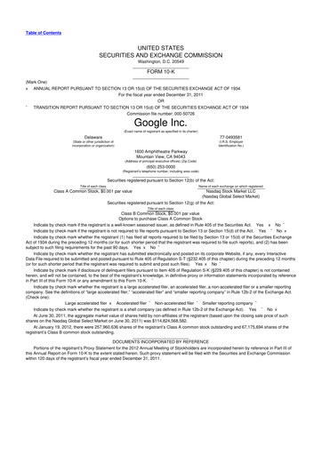 Thumbnail Alphabet (Google) 10-K Annual Report 2011