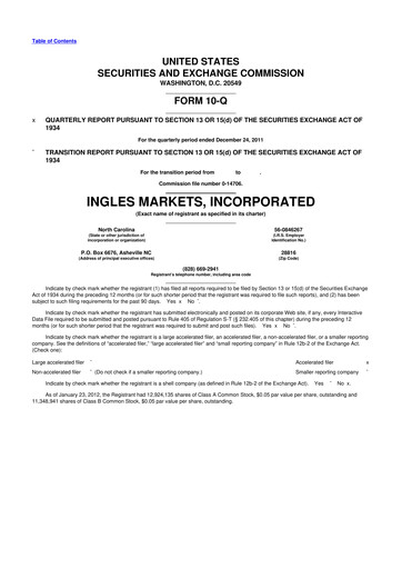 Miniature Ingles Markets 10-Q Rapport trimestriel 2012 