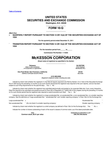 Thumbnail McKesson 10-Q Quarterly Report FY2012 