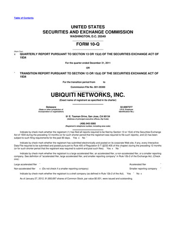 Thumbnail Ubiquiti 10-Q Quarterly Report FY2012 