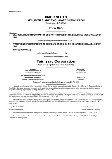 Thumbnail Fair Isaac (FICO) 10-Q Quarterly Report FY2012 