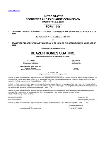 Miniature Beazer Homes USA
 10-Q Rapport trimestriel 2012 