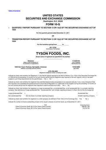Thumbnail Tyson Foods
 10-Q Quarterly Report FY2012 