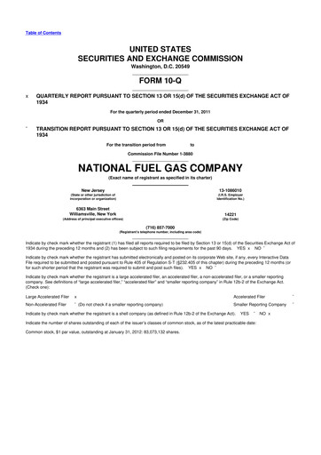 Thumbnail National Fuel Gas
 10-Q Quarterly Report FY2012 