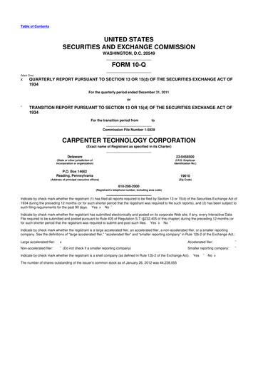 Thumbnail Carpenter Technology 10-Q Quarterly Report FY2012 