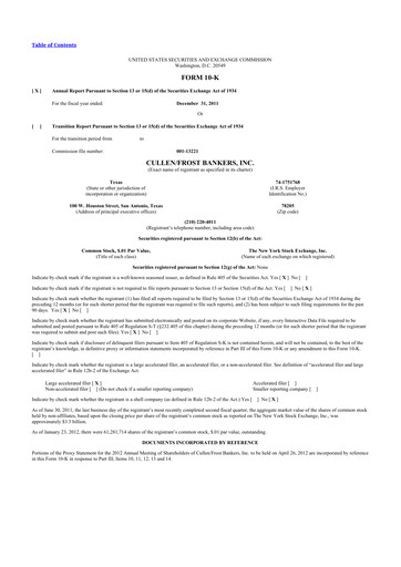 Thumbnail Cullen/Frost Bankers 10-K Annual Report 2011