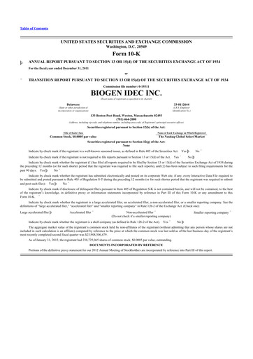 Thumbnail Biogen 10-K Annual Report 2011