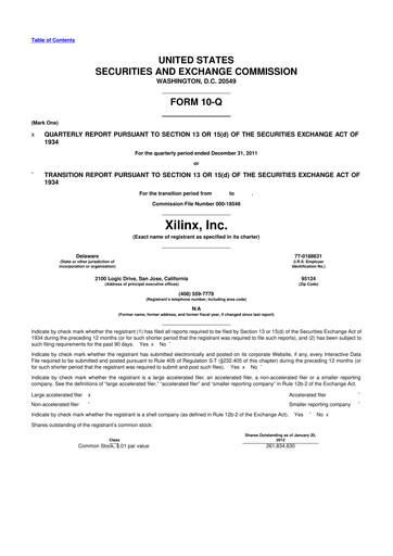 Thumbnail Xilinx 10-Q Quarterly Report FY2012 