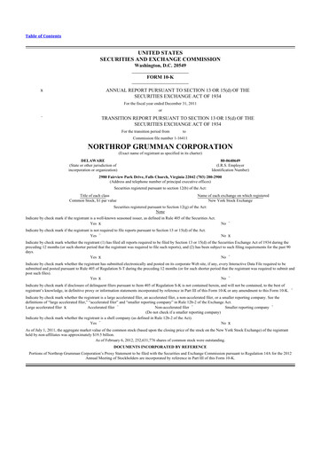 Thumbnail Northrop Grumman 10-K Annual Report 2011