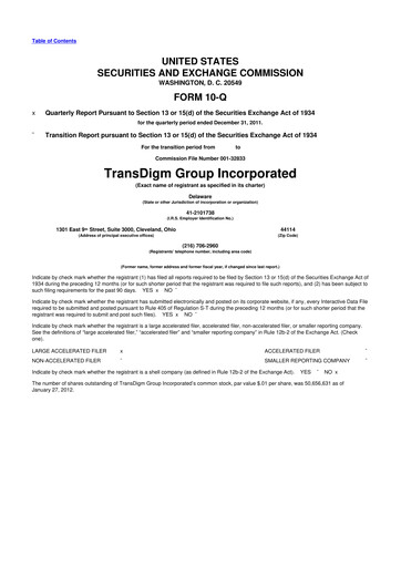Thumbnail TransDigm Group 10-Q Quarterly Report FY2012 