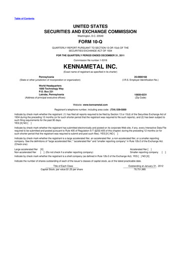 Miniature Kennametal 10-Q Rapport trimestriel 2012 