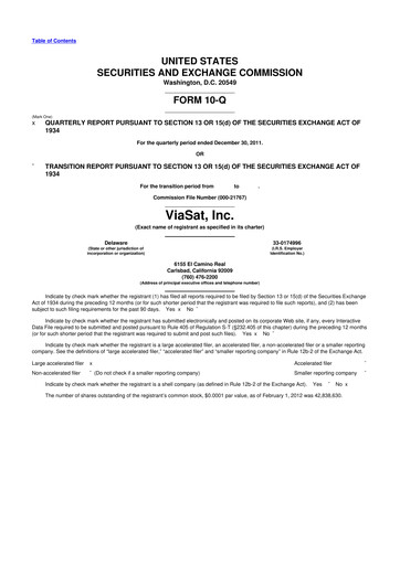 Thumbnail ViaSat 10-Q Quarterly Report FY2012 