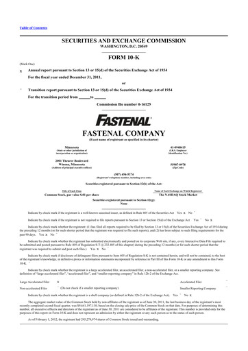 Thumbnail Fastenal 10-K Annual Report 2011