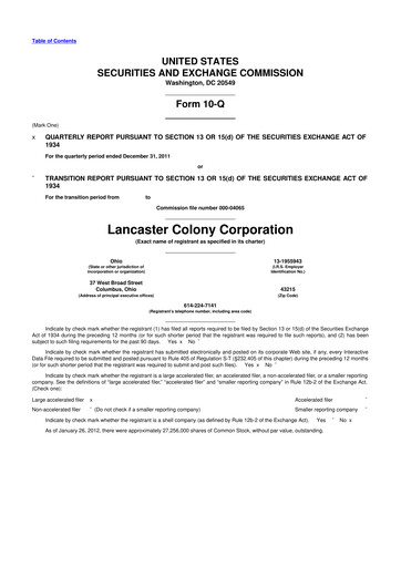 Thumbnail The Marzetti Company 10-Q Quarterly Report FY2012 