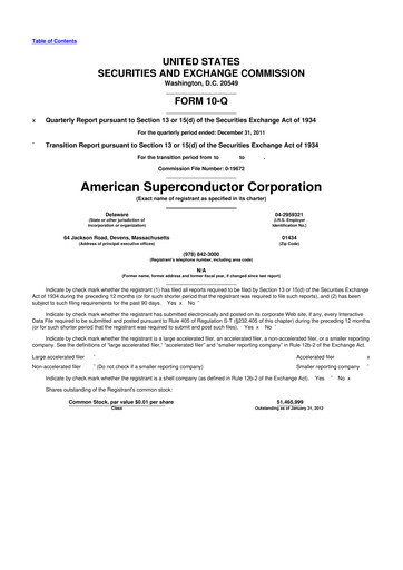 Thumbnail American Superconductor Corporation 10-Q Quarterly Report FY2012 
