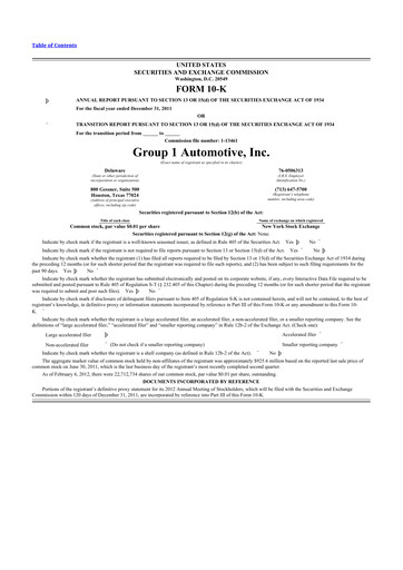 Thumbnail Group 1 Automotive 10-K Annual Report 2011