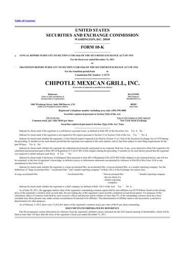 Thumbnail Chipotle Mexican Grill 10-K Annual Report 2011