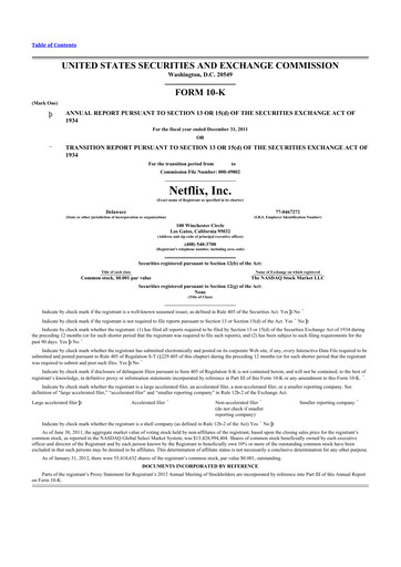 Thumbnail Netflix 10-K Annual Report 2011