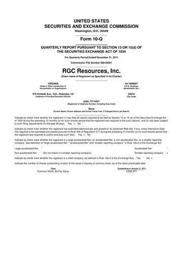 Thumbnail RGC Resources 10-Q Quarterly Report FY 
