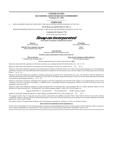 Thumbnail Snap-on 10-K Annual Report 2011