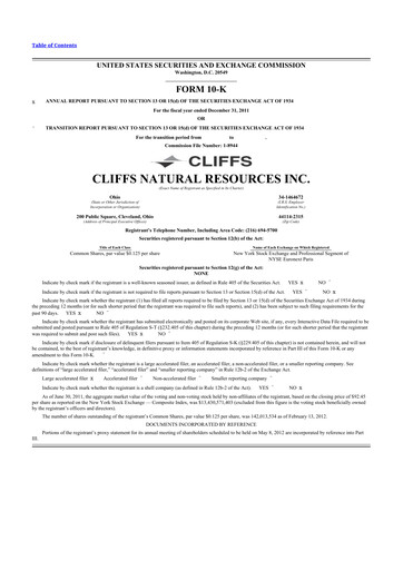 Thumbnail Cleveland-Cliffs 10-K Annual Report 2011