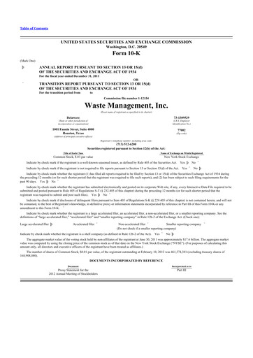 Thumbnail Waste Management 10-K Annual Report 2011