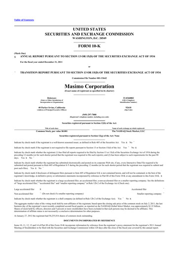 Thumbnail Masimo 10-K Annual Report 2011