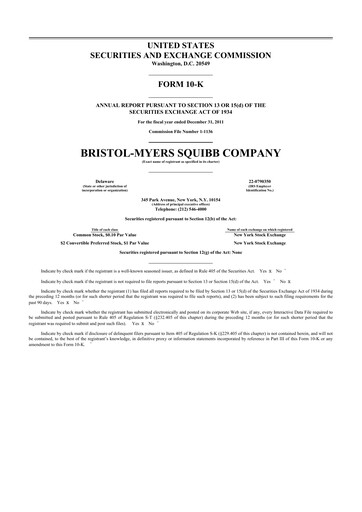 Thumbnail Bristol-Myers Squibb 10-K Annual Report 2011