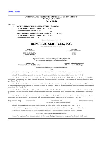 Thumbnail Republic Services
 10-K Annual Report 2011