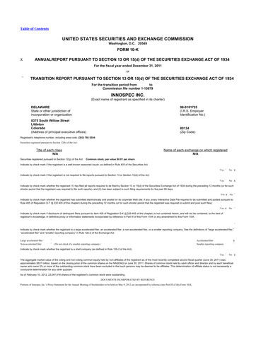 Thumbnail Innospec 10-K Annual Report 2011