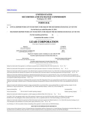 Thumbnail Lear Corporation
 10-K Annual Report 2011