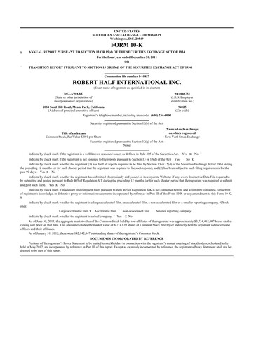 Thumbnail Robert Half 10-K Annual Report 2011