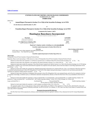 Thumbnail Huntington Bancshares
 10-K Annual Report 2011