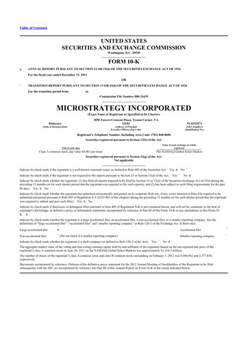 Thumbnail Strategy 
 (MicroStrategy) 10-K Annual Report 2011