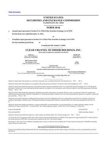 Thumbnail Clear Channel Outdoor
 10-K Annual Report 2011