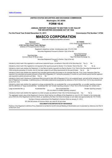 Thumbnail Masco 10-K Annual Report 2011