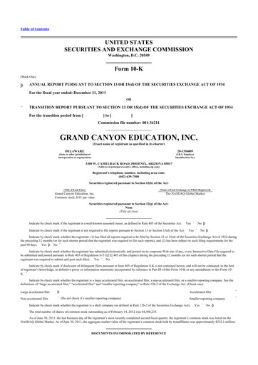 Thumbnail Grand Canyon Education 10-K Annual Report 2011