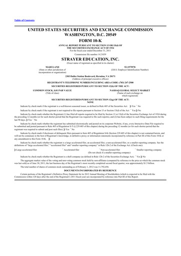 Thumbnail Strategic Education
 10-K Annual Report 2011